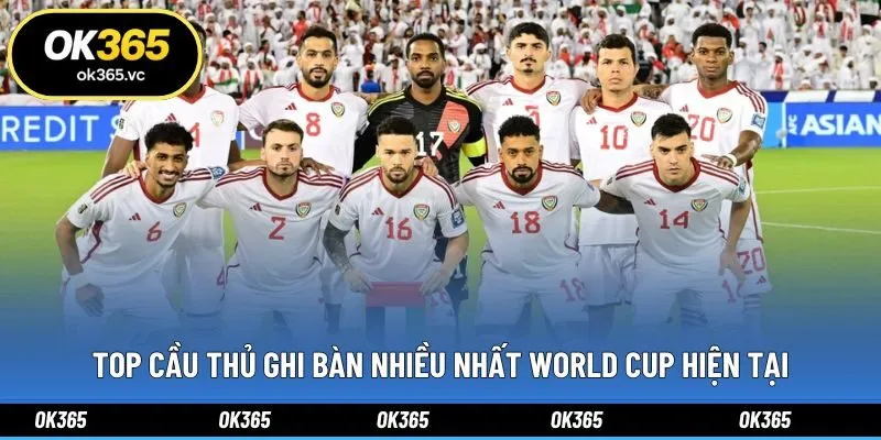Top cầu thủ ghi bàn nhiều nhất World Cup hiện tại